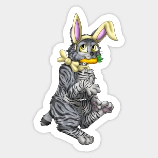 Bobtail BunnyCat: Grey Tabby (Yellow) Sticker